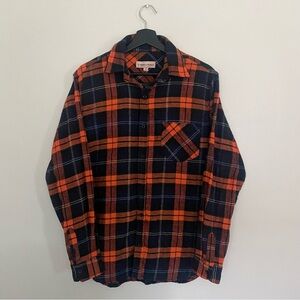 Trails & Trees Men's Plaid Orange/Black/Blue Long-Sleeve Button Flannel